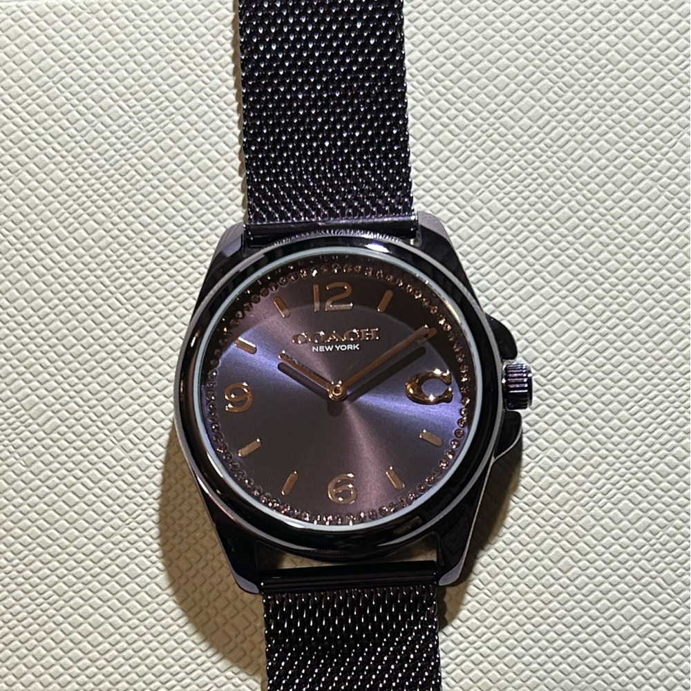 Coach Women's Purple Dial Stainless Mesh Strap Watch - Picture 2 of 6
